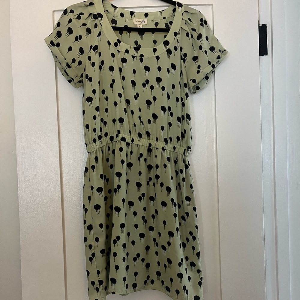 Light Green Dress with Black Balloon Pattern